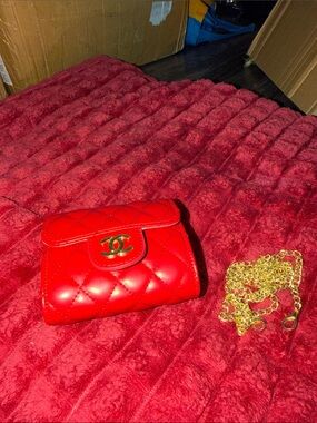 CHANEL Quilted Mini Flap Bag in Deep Red with Gold Hardware